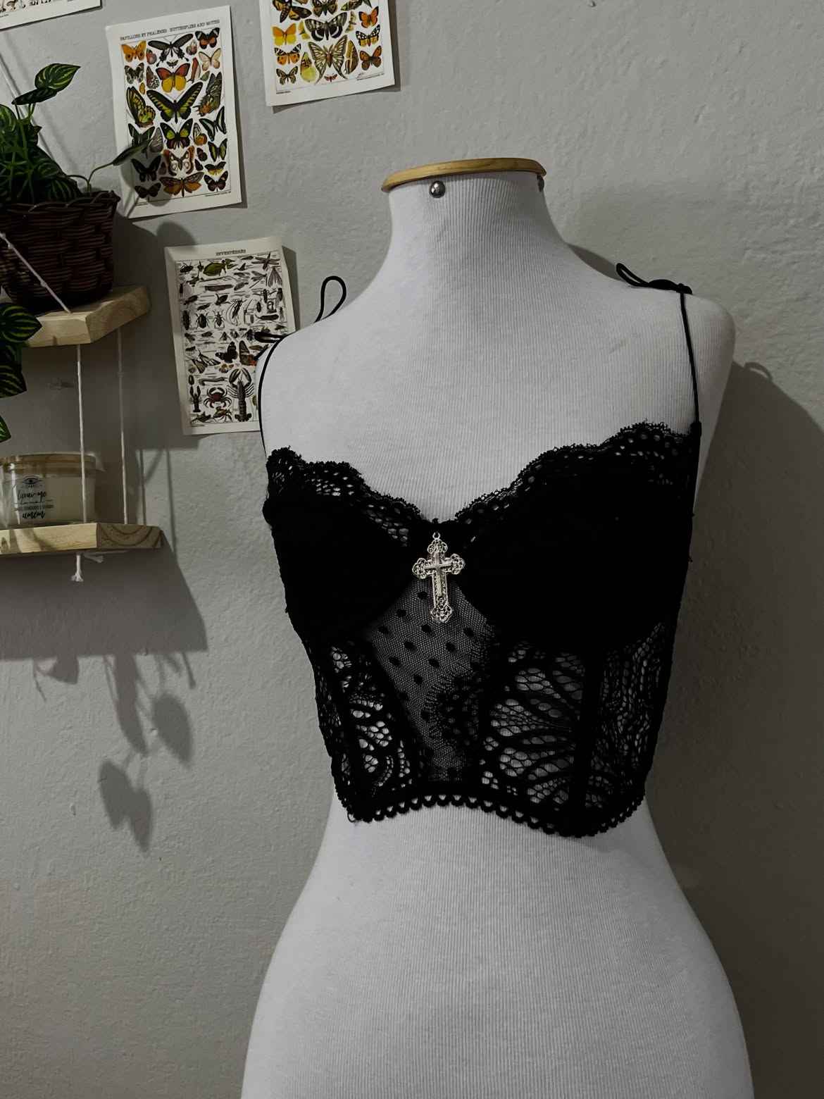 Top Renda Preto Garimpo