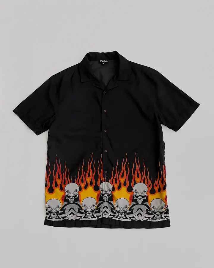 Camisa Flame Skull Preta