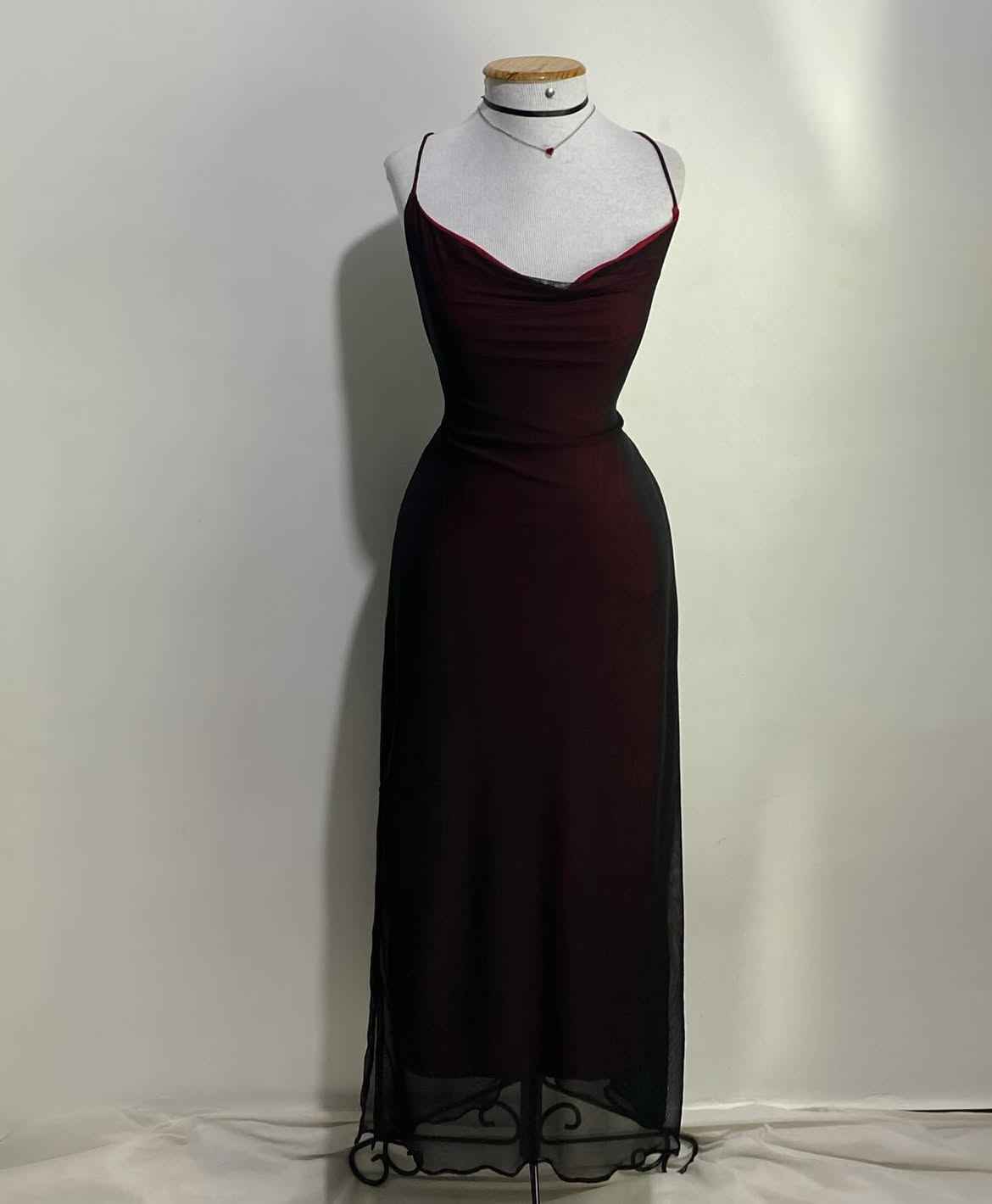 Vestido Largo Vinho Escuro Retro