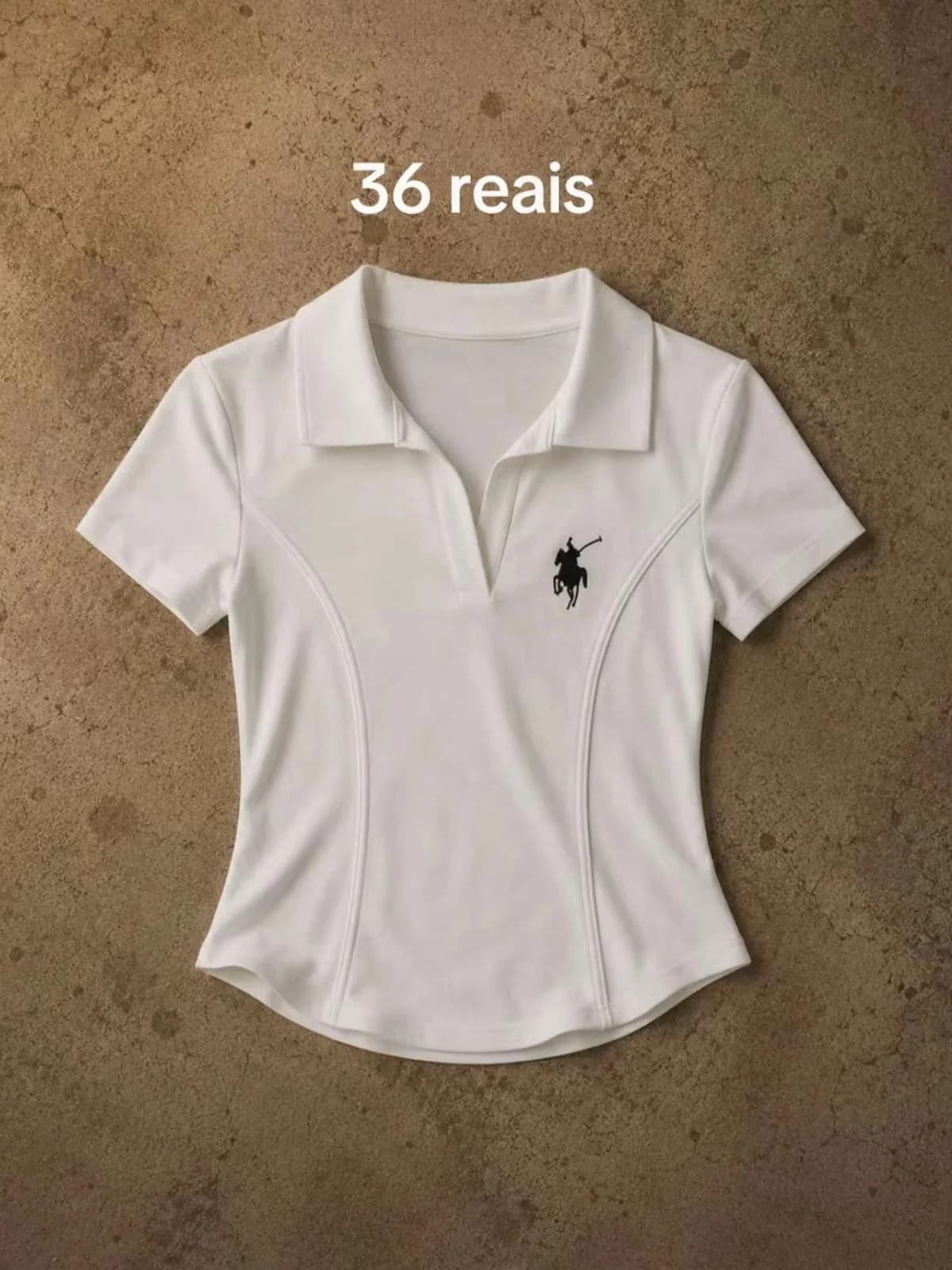 Blusa Polo Branca Bordada